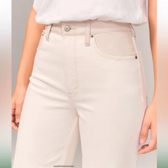 Abercrombie 90’s relaxed high rise Mixed Fabric Jeans NEW without tags SHORT - Picture 4 of 6